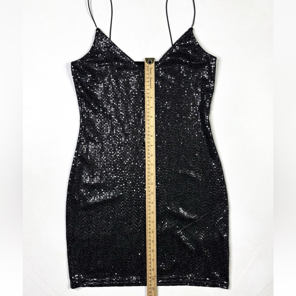H&M Divided Dress Women’s Small Sequin Black Silver Mini Evening - Picture 6 of 8